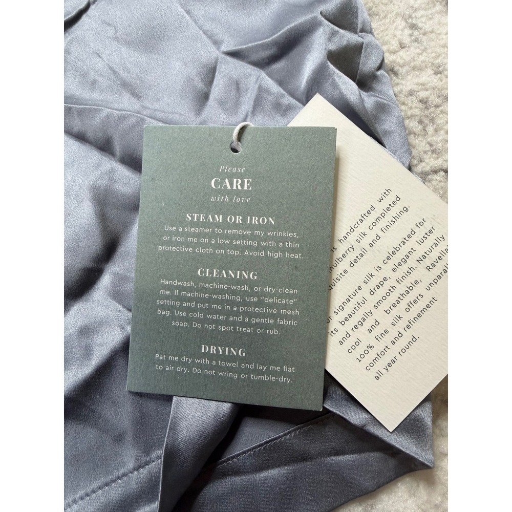 RAVELLA Blue Gray Wide Leg Pants 100% Pure Mulberry Silk Women's L-P NEW - Picture 5 of 9